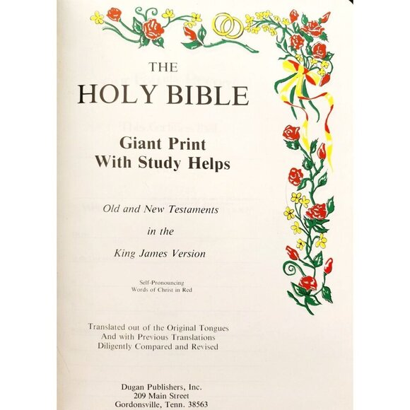 1984 Holy Bible KJV Giant Print OB Buffalo Leather Red Letter Concordance WHBS - Picture 4 of 7